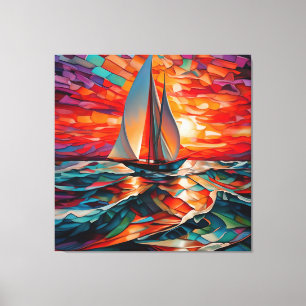 Toile Voilier glissant sur une mer agitée