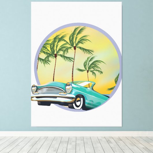 Toile Voiture classique à la tombée de la nuit (Insitu (Plancher de Bois))