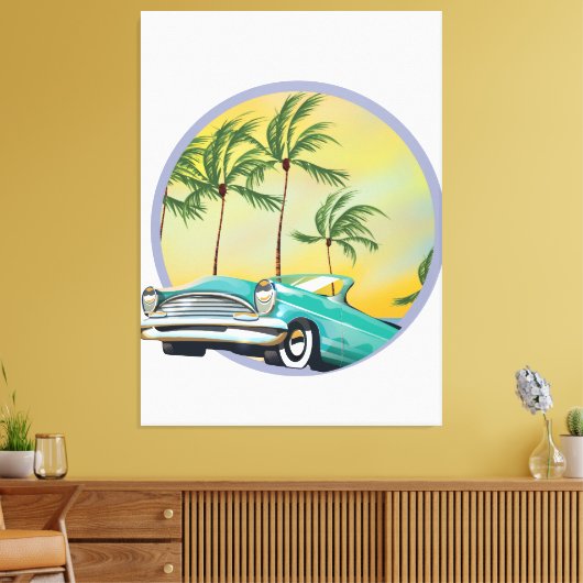 Toile Voiture classique à la tombée de la nuit (Insitu(Salon))