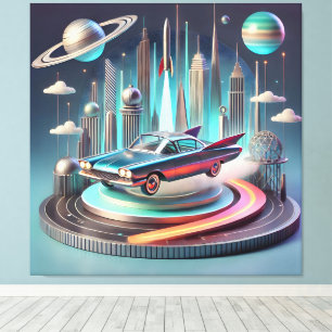 Toile Voiture Coupé Atomic Futuriste à Grandes Ailes