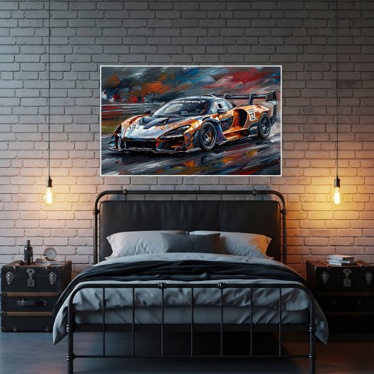 Toile Voiture de course supercar Orange GTR