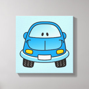 Toile Voiture de dessin animé bleu