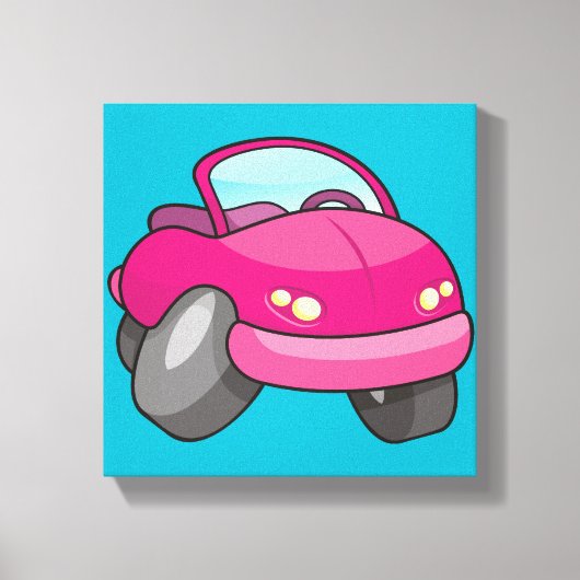 Toile Voiture de dessin animé rose (Recto)