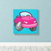 Toile Voiture de dessin animé rose (Insitu (Plancher de Bois))
