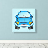 Toile Voiture dessin animé bleu (Insitu (Plancher de Bois))
