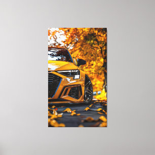 Toile Voiture Jaune attrayante dans le paysage d'automne