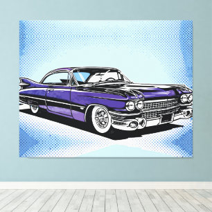 Toile Voiture Rétro Violet Classique Art Pop Latéral