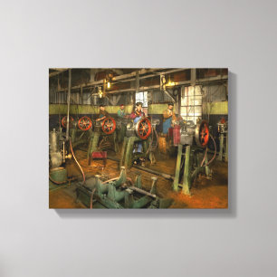 Toile Voiture - Usine - Essai de moteur 1903