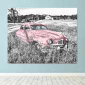 Toile Voiture Vintage Rose (Insitu (Plancher de Bois))