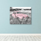 Toile Voiture Vintage Rose (Insitu (Plancher de Bois))