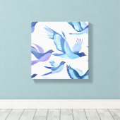 Toile Vol Blue Bird | Peinture aquarelle moderne (Insitu (Plancher de Bois))