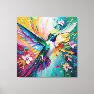 Toile Vol de l'arc-en-ciel : Colibri vibrant