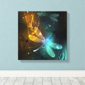 Toile Vol de libellule verte lumineuse (Insitu (Plancher de Bois))