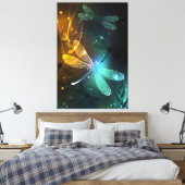 Toile Vol de libellule verte lumineuse (Insitu(Chambre))