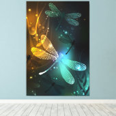 Toile Vol de libellule verte lumineuse (Insitu (Plancher de Bois))