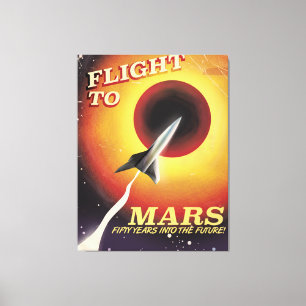 Toile Vol vers Mars ! affiche de science-fiction vintage