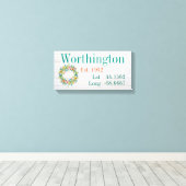 Toile Votre nom de famille Latitude et Longitude (Insitu (Plancher de Bois))