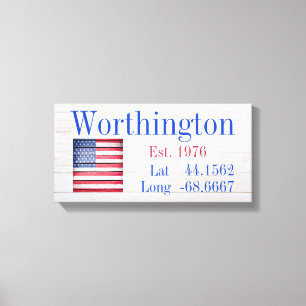 Toile Votre nom de famille Latitude et Longitude