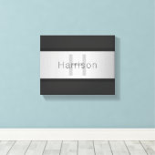 Toile Votre nom et votre monogramme | Gris & Faux Silver (Insitu (Plancher de Bois))