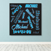 Toile Votre nom motif monogramme bleu rouge noir (Insitu (Plancher de Bois))