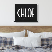 Toile Votre nom, texte gras blanc | Noir (Insitu(Chambre))