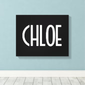 Toile Votre nom, texte gras blanc | Noir (Insitu (Plancher de Bois))