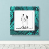Toile Votre photo Feuilles Turquoises (Insitu (Plancher de Bois))