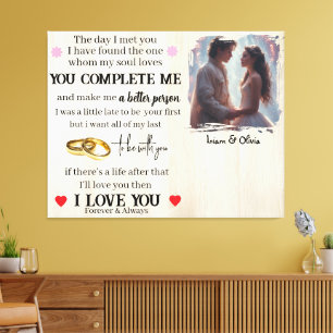 Toile Vous Me Complétez Photo Personnalisée Mariage Anni