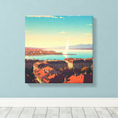 Toile Voyage à Genève Suisse (Insitu (Plancher de Bois))