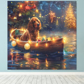 Toile Voyage de Noël du Cocker Spaniel (Insitu (Plancher de Bois))