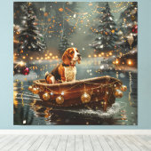 Toile Voyage festif de Noël beagle (Insitu (Plancher de Bois))