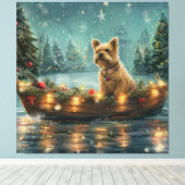 Toile Voyage festif de Noël de Cairn Terrier (Insitu (Plancher de Bois))
