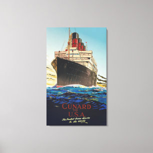 Toile VOYAGE vintage CUNARD AQUITANIA
