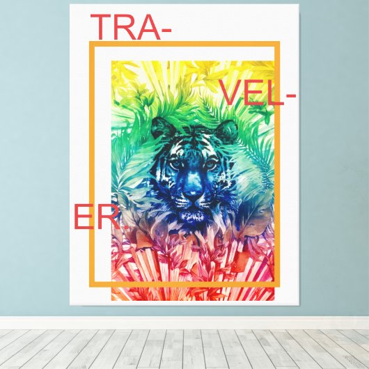 Toile Voyager Jungle Wild Tiger Feuilles tropicaux (Insitu (Plancher de Bois))