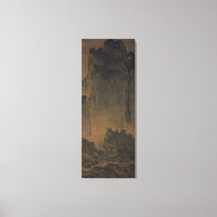 Toile Voyageurs au milieu des montagnes et des cours d'e