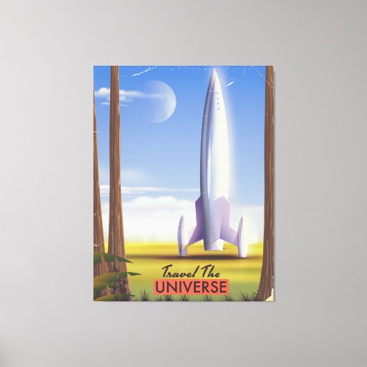 Toile Voyagez dans l'Univers art spatial rétro. (Recto)