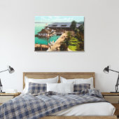 Toile Vue aérienne de Boat House, Lac, Leshi Park (Insitu(Chambre))