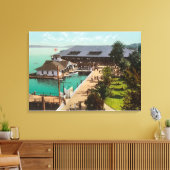 Toile Vue aérienne de Boat House, Lac, Leshi Park (Insitu(Salon))