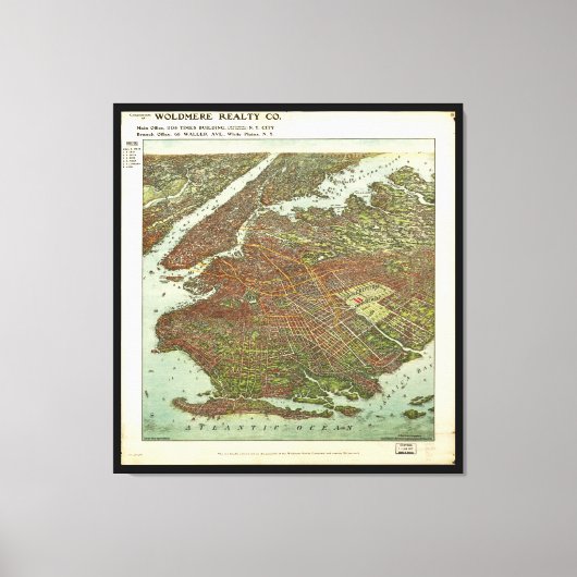 Toile Vue aérienne de Brooklyn, New York (1908) (Recto)