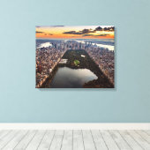 Toile Vue aérienne de Central Park au coucher du soleil (Insitu (Plancher de Bois))