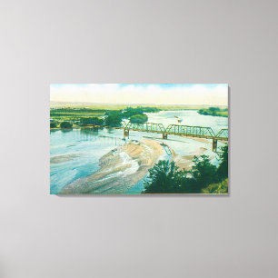 Toile Vue aérienne de la rivière et du pont
