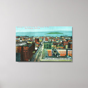 Toile Vue aérienne de la ville du bâtiment d'appel
