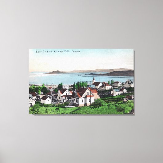 Toile Vue aérienne de la ville et du lac Ewauna (Recto)