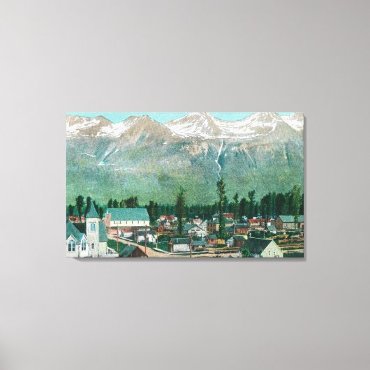 Toile Vue aérienne de la zone résidante de la ville (Recto)