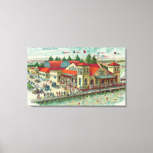 Toile Vue aérienne de Luna Park Caf � et Natatorium (Recto)