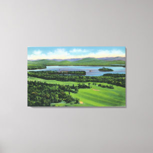 Toile Vue aérienne de terrain de golf d'auberge de