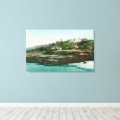 Toile Vue aérienne des chalets et de la plage à la Jolla (Insitu (Plancher de Bois))