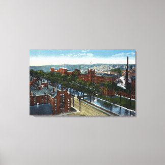 Toile Vue aérienne des moulins et du canal