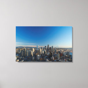 Toile Vue aérienne d'horizon de ville de Seattle