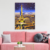 Toile Vue aérienne d'Imaginaire de Paris sous les étoile (Insitu(Salon))
